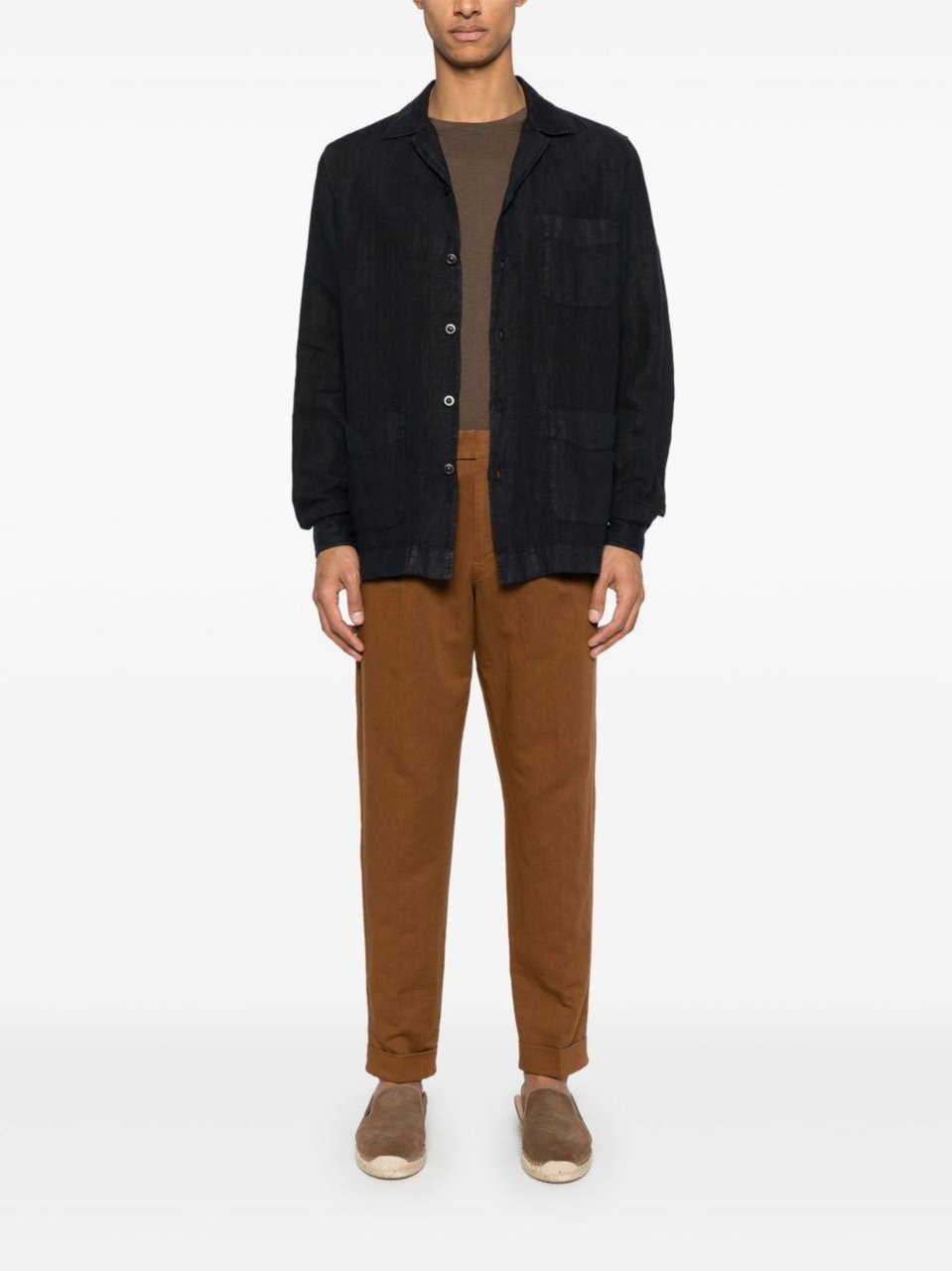 Boglioli Relaxed Fit Black Camp Collar Shirt Zwart