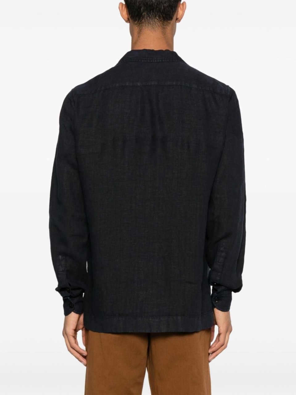 Boglioli Relaxed Fit Black Camp Collar Shirt Zwart