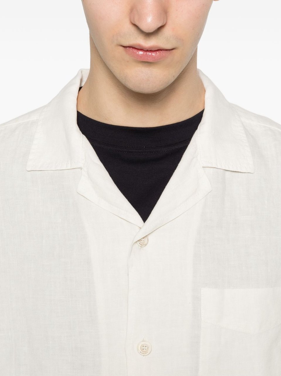 Boglioli Relaxed Fit Camp Collar Linen Shirt Neutraal