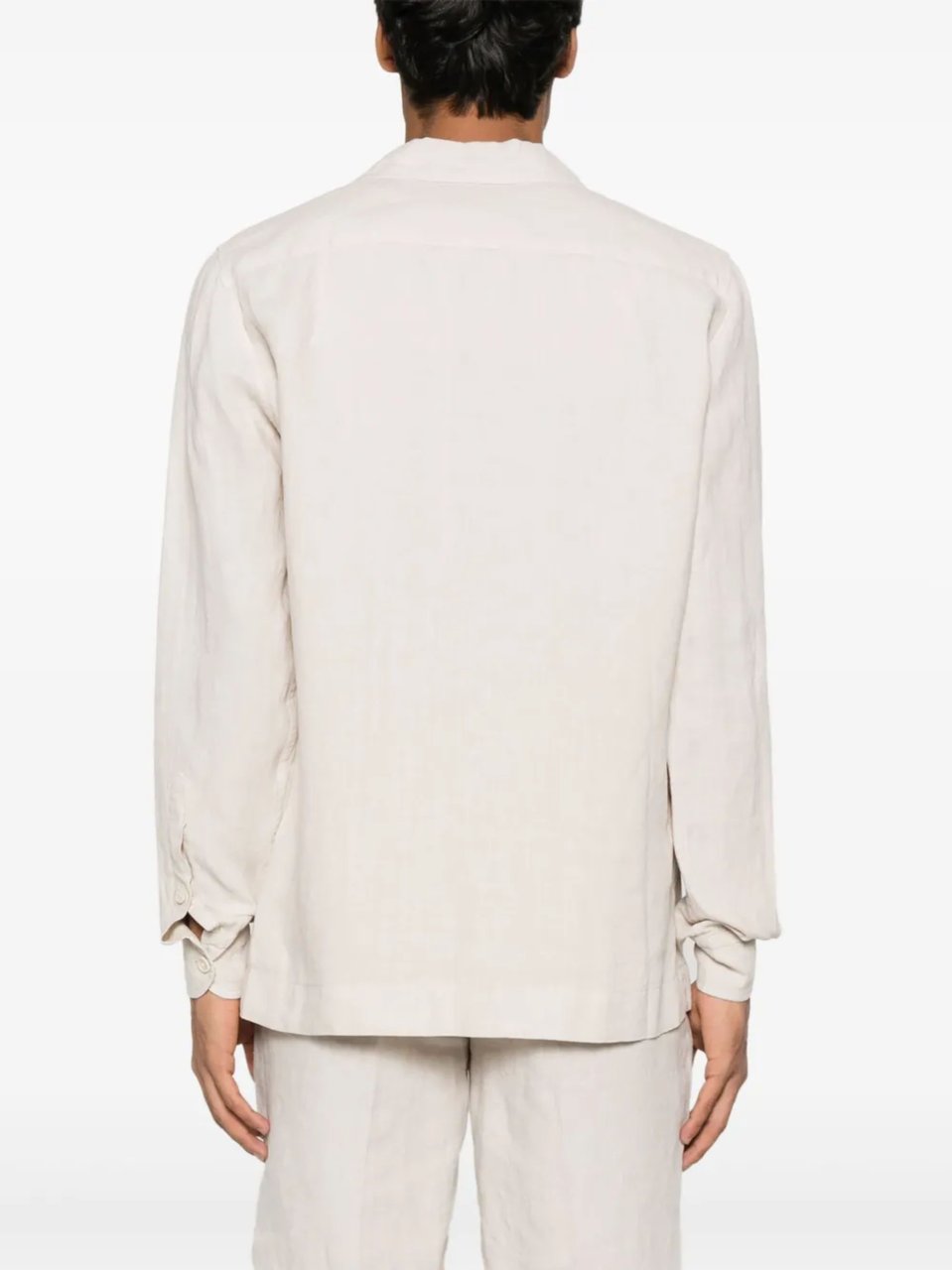 Boglioli Relaxed Fit Camp Collar Linen Shirt Neutraal
