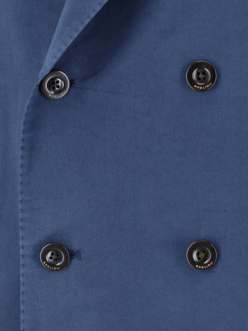 Boglioli Blue Cotton-Silk Double-Breasted Blazer Blauw