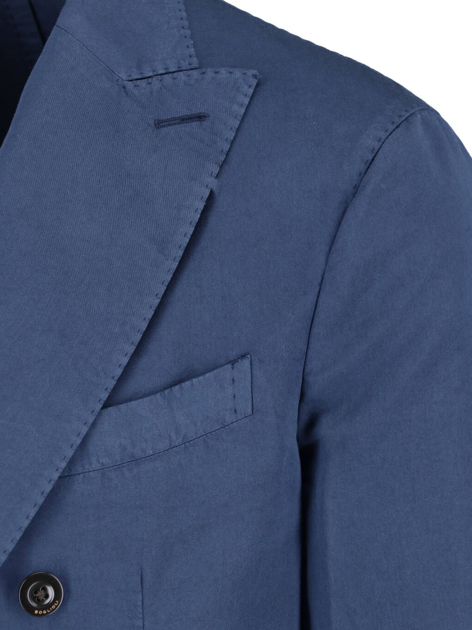 Boglioli Blue Cotton-Silk Double-Breasted Blazer Blauw