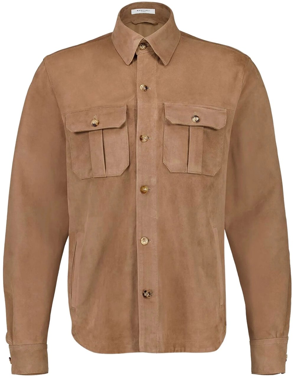 Boglioli Suede Leather Classic Collar Jacket Bruin