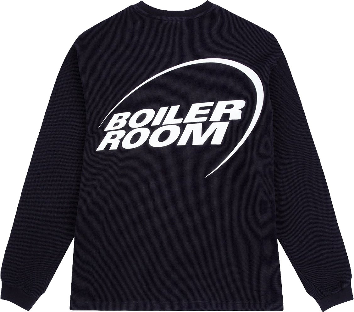 Boiler Room Longsleeve Waffle Nera Zwart