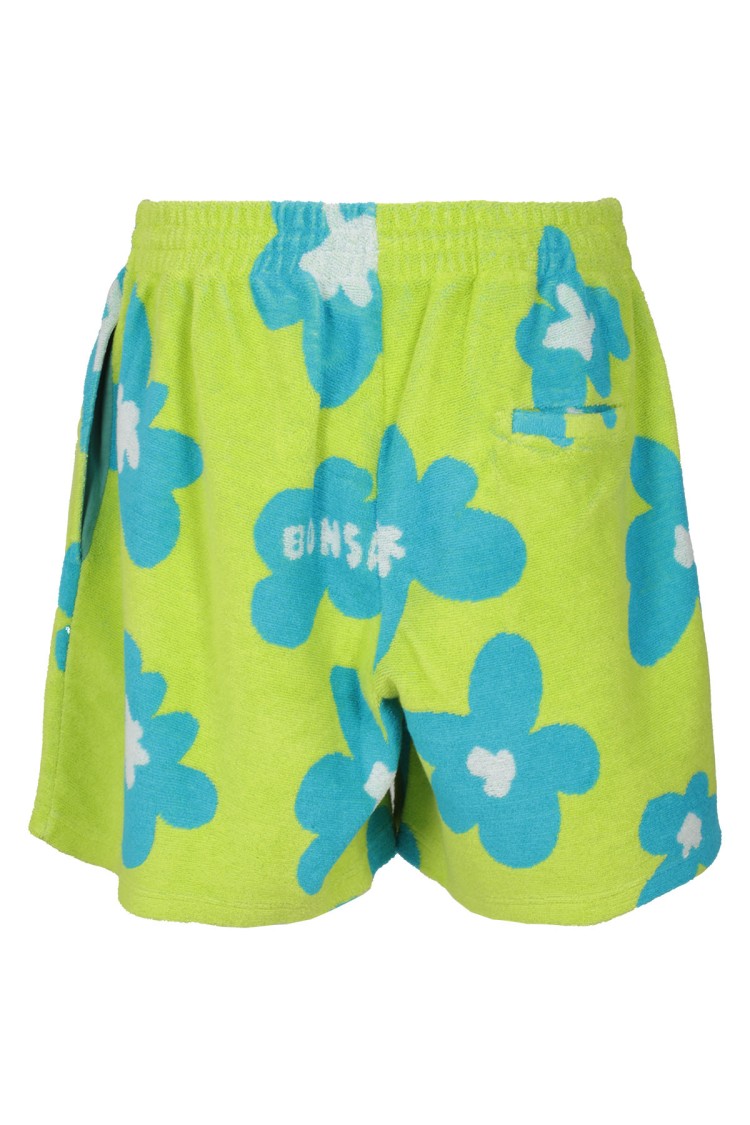 Bonsai Green Acid Cotton Terry Shorts Groen