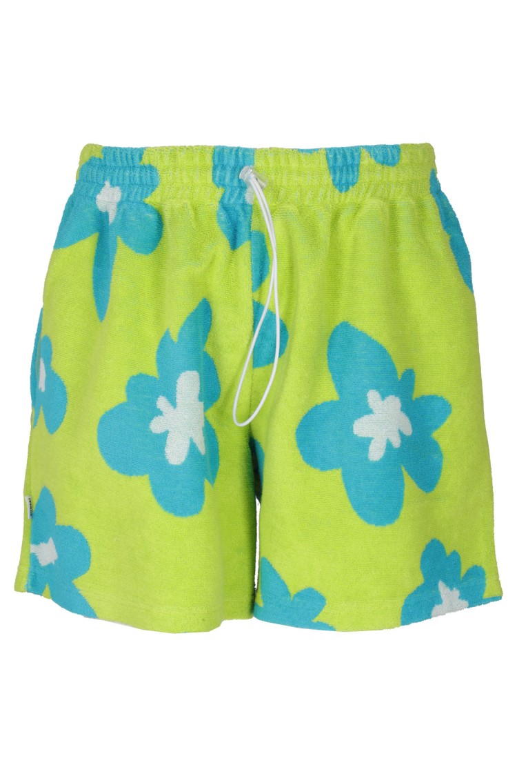 Bonsai Green Acid Cotton Terry Shorts Groen