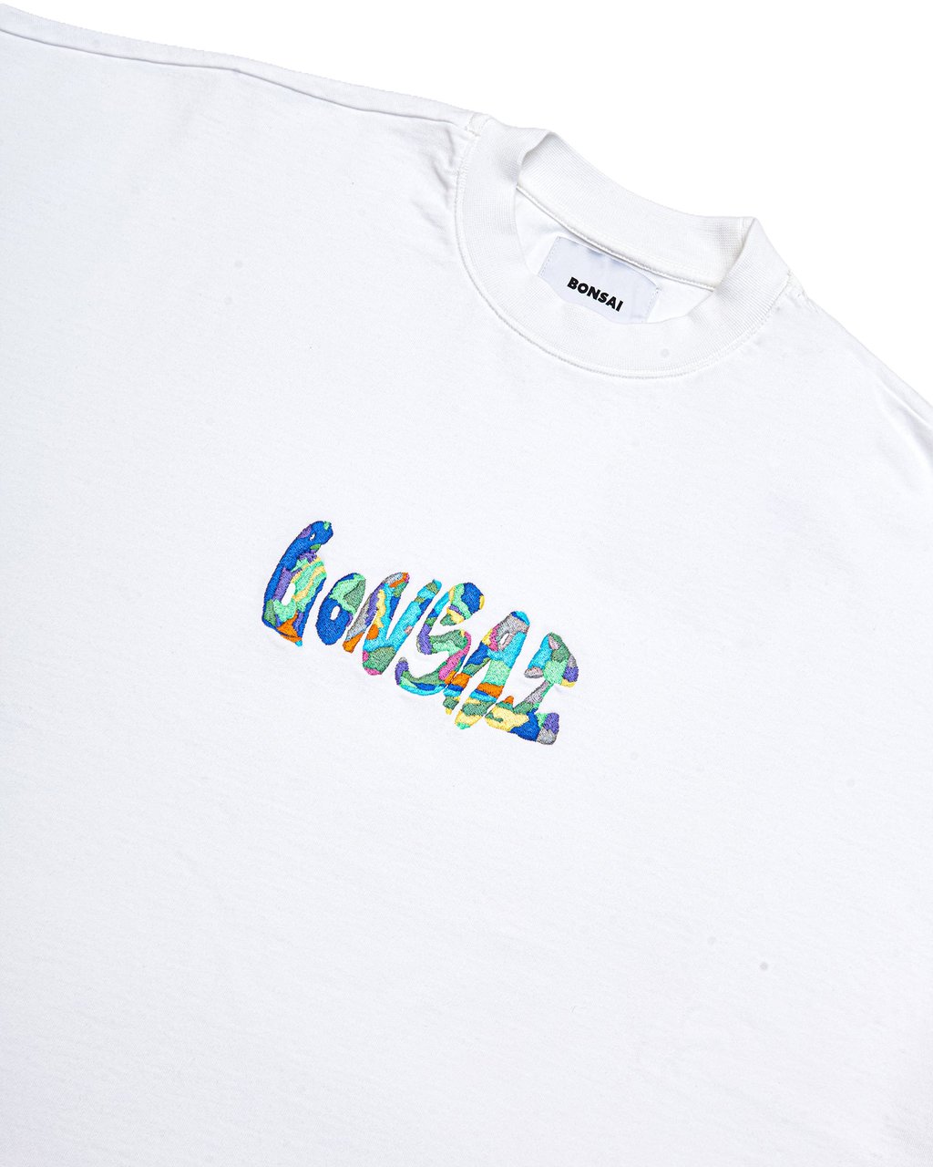 Bonsai T-Shirt Embroidery Logo Bianca Wit