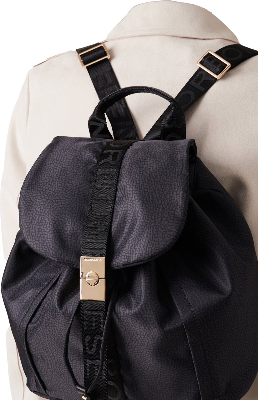 Borbonese FOLD MEDIUM BACKPACK Zwart