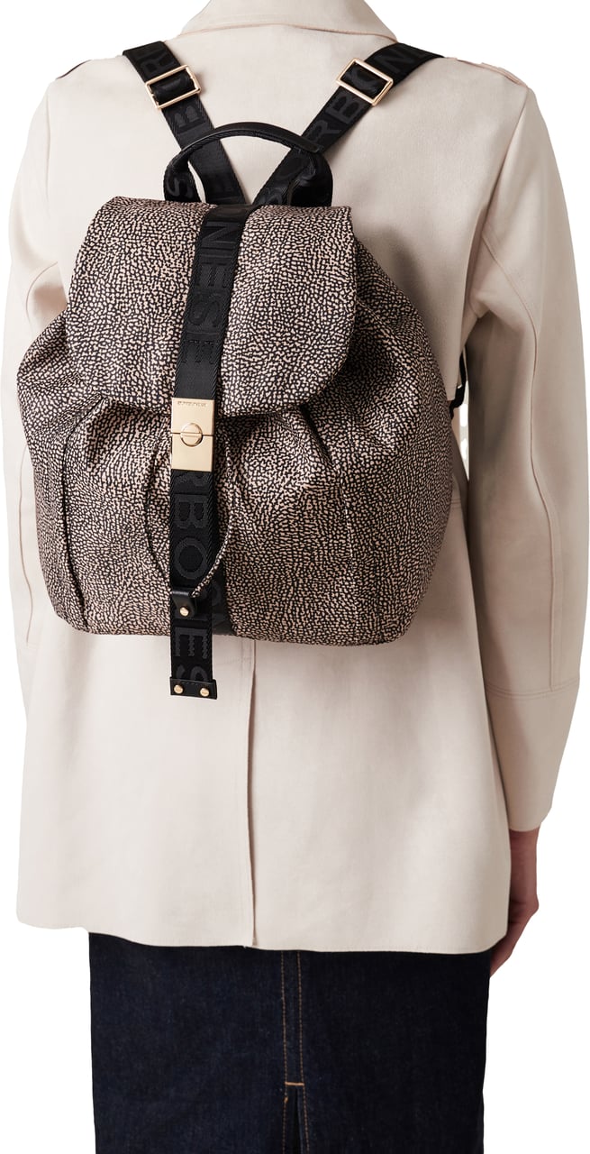 Borbonese FOLD MEDIUM BACKPACK Bruin