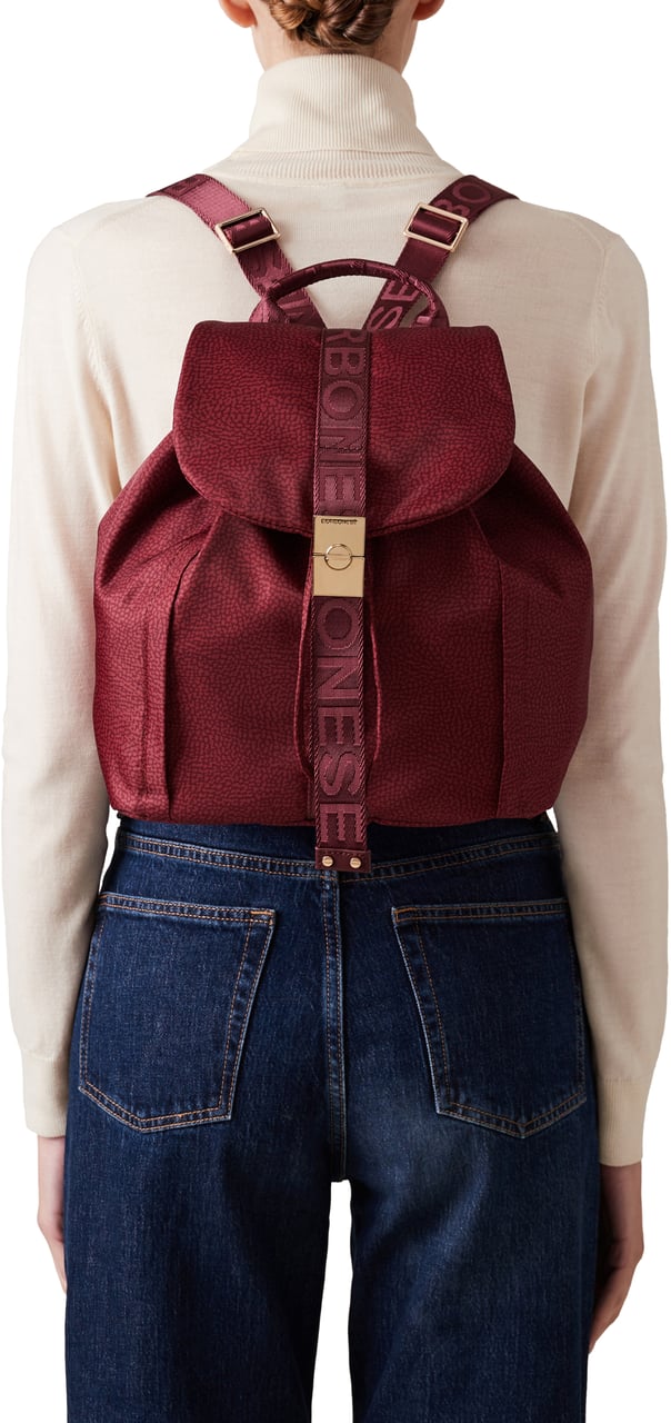 Borbonese FOLD MEDIUM BACKPACK Rood