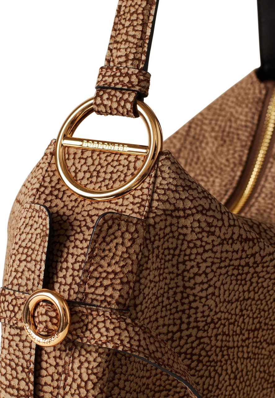 Borbonese BRIDLE MEDIUM HOBO BAG Bruin