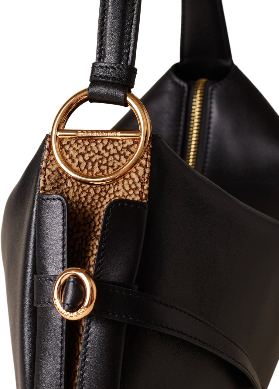 Borbonese BRIDLE MEDIUM HOBO BAG Zwart