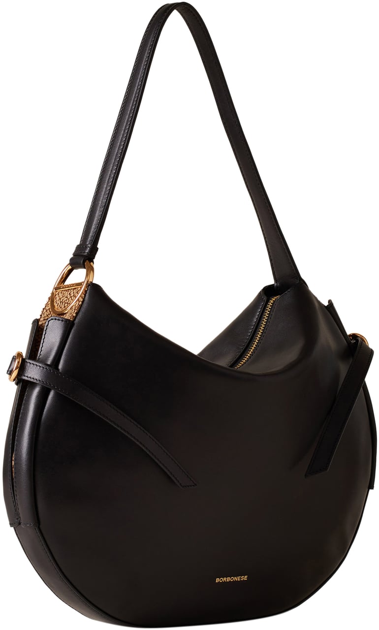 Borbonese BRIDLE MEDIUM HOBO BAG Zwart