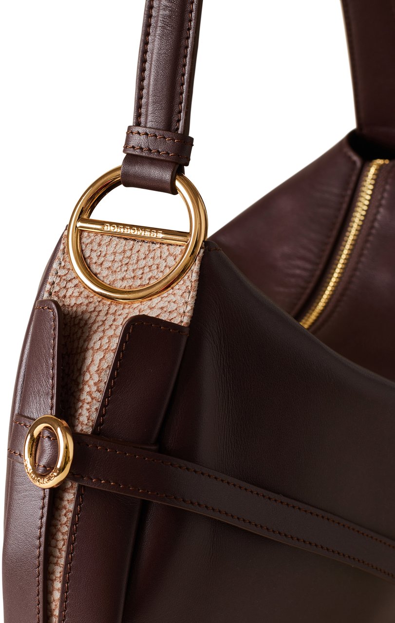 Borbonese BRIDLE MEDIUM HOBO BAG Maroon