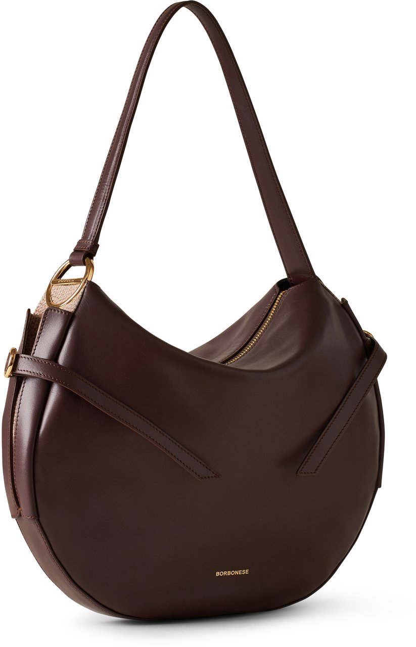 Borbonese BRIDLE MEDIUM HOBO BAG Maroon