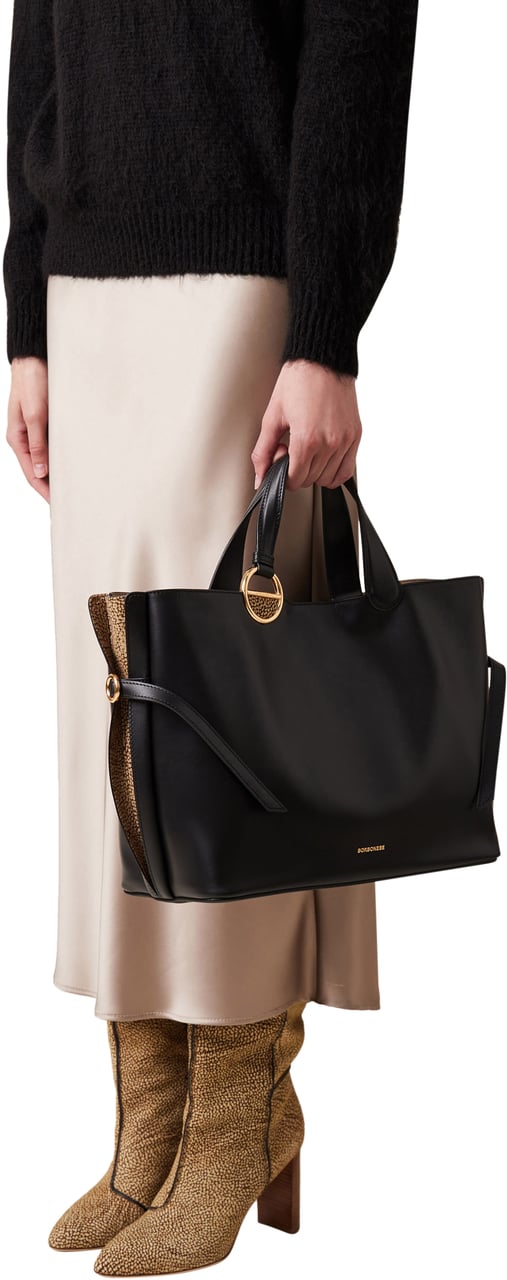 Borbonese BRIDLE MEDIUM SHOPPING BAG Zwart