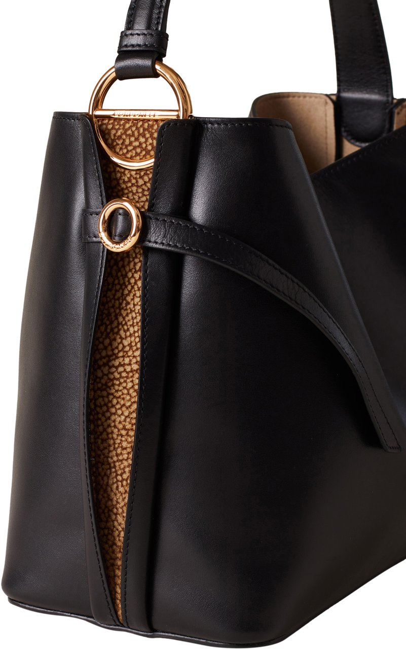 Borbonese BRIDLE MEDIUM BUCKET BAG Zwart