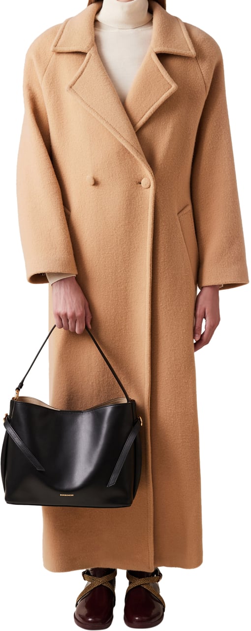 Borbonese BRIDLE MEDIUM BUCKET BAG Zwart