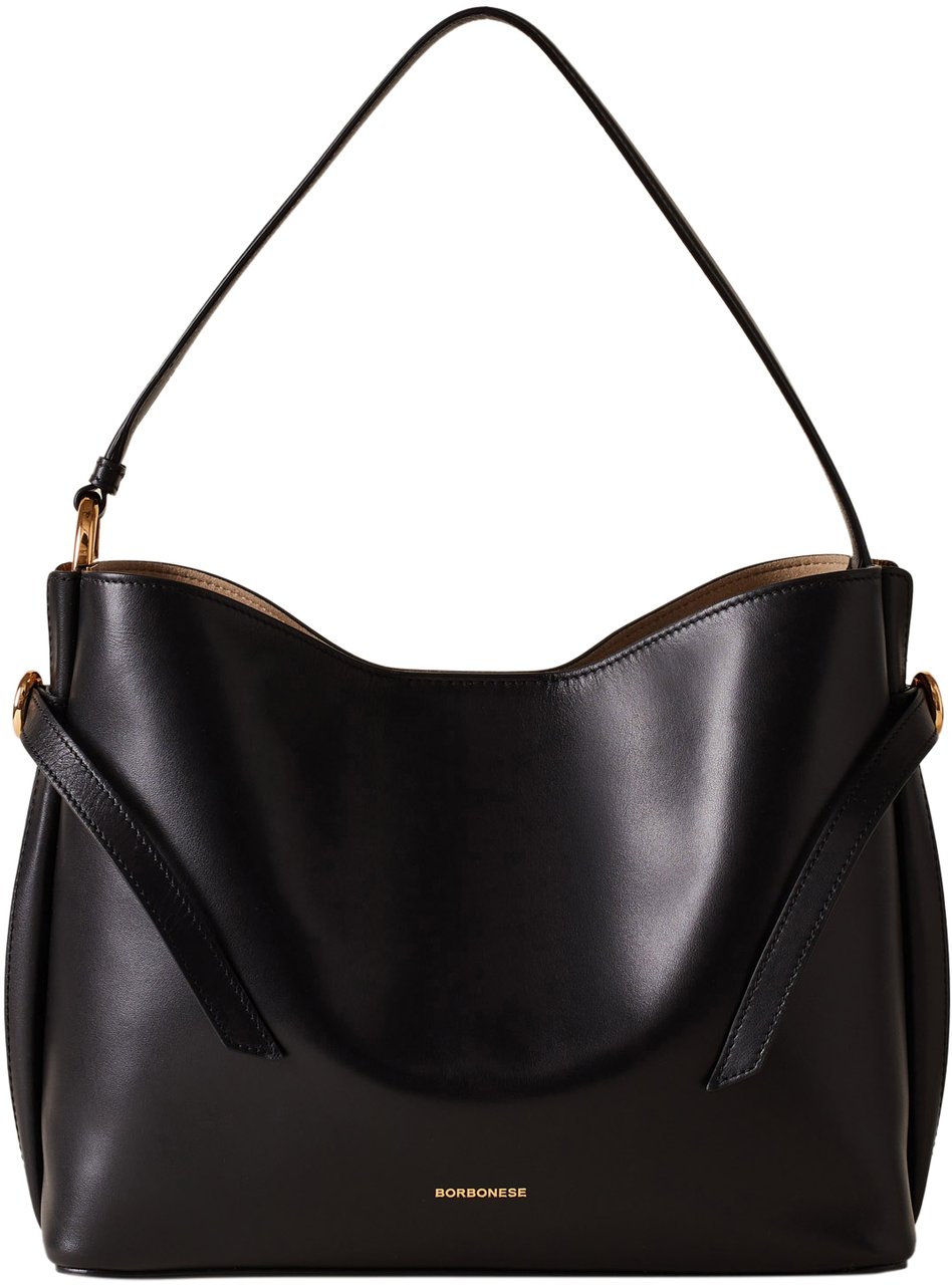 Borbonese BRIDLE MEDIUM BUCKET BAG Zwart