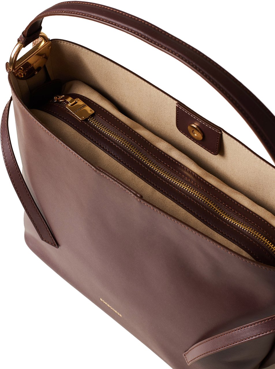 Borbonese BRIDLE MEDIUM BUCKET BAG Maroon