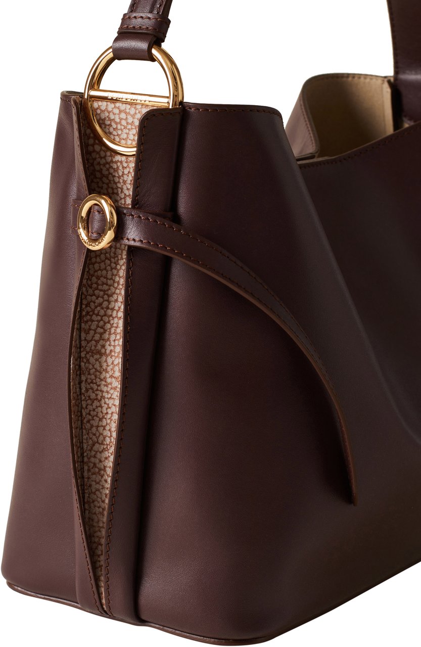 Borbonese BRIDLE MEDIUM BUCKET BAG Maroon