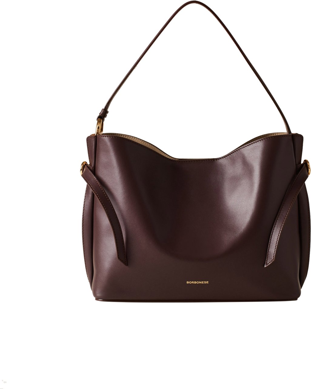 Borbonese BRIDLE MEDIUM BUCKET BAG Maroon