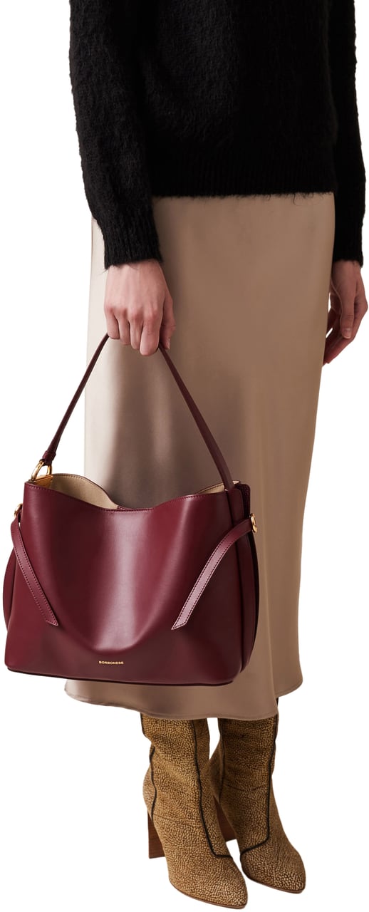 Borbonese BRIDLE MEDIUM BUCKET BAG Rood