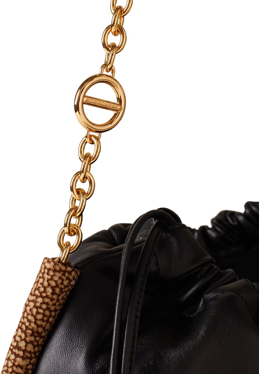 Borbonese COQUILLE MEDIUM HOBO BAG Zwart