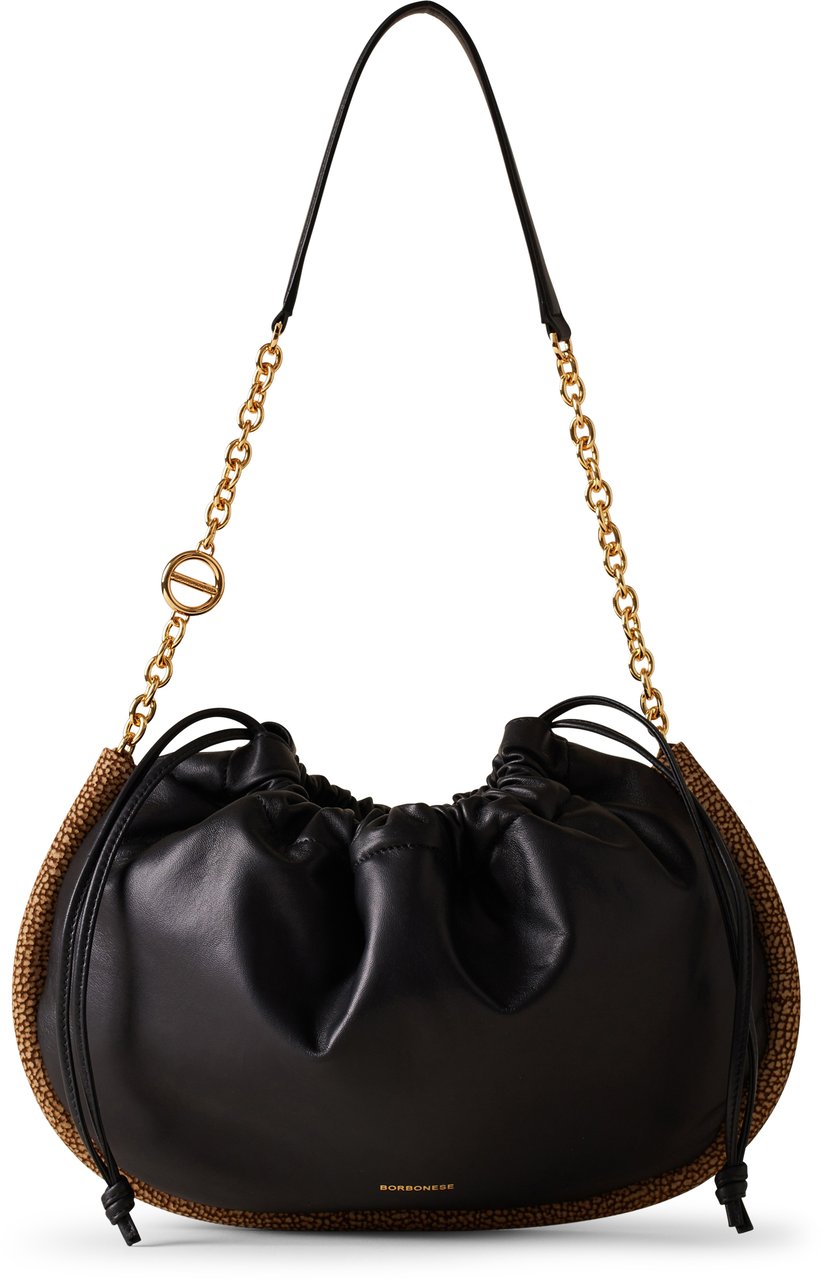 Borbonese COQUILLE MEDIUM HOBO BAG Zwart