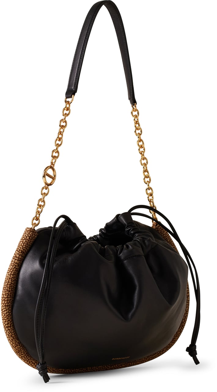Borbonese COQUILLE MEDIUM HOBO BAG Zwart