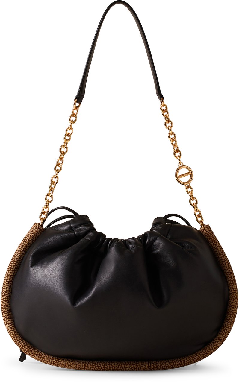 Borbonese COQUILLE MEDIUM HOBO BAG Zwart