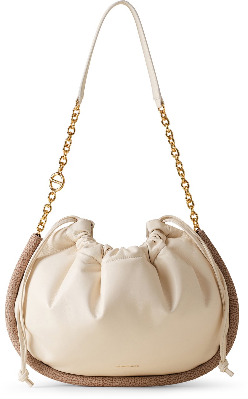 Borbonese COQUILLE MEDIUM HOBO BAG Wit