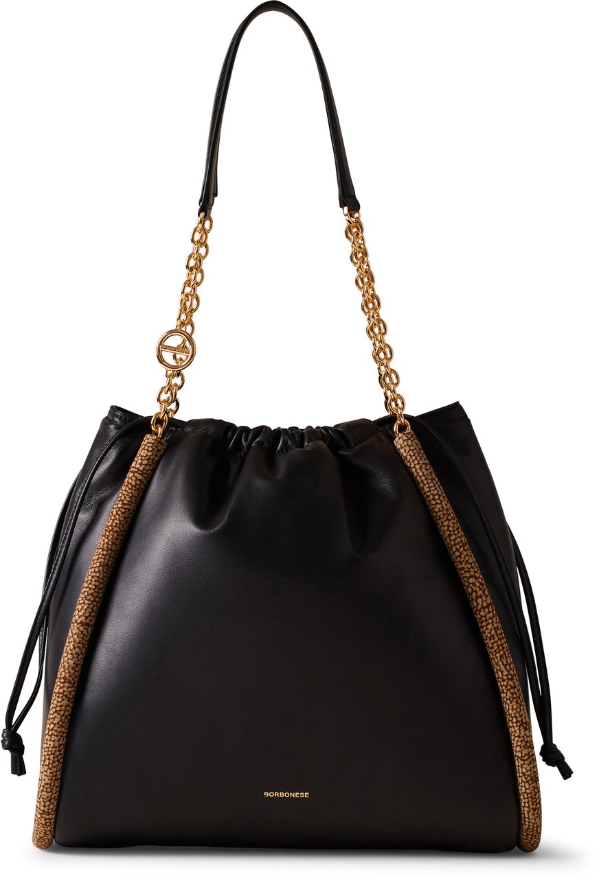 Borbonese COQUILLE LARGE SHOPPING BAG Zwart