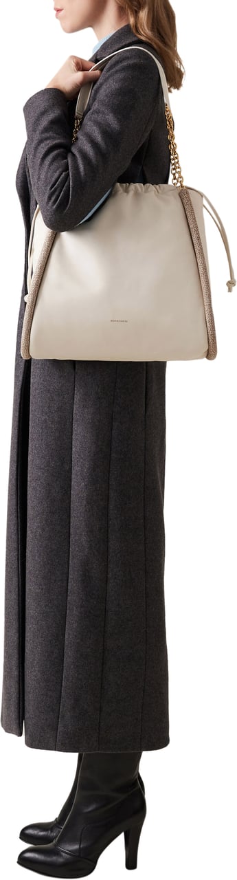 Borbonese COQUILLE LARGE SHOPPING BAG Wit
