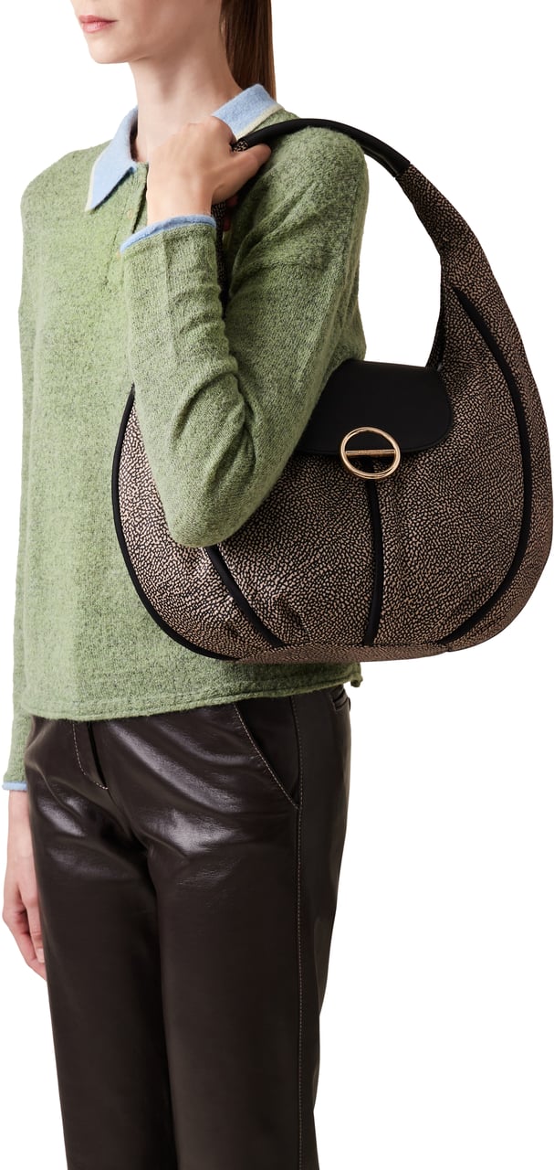 Borbonese COTTAGE SMALL HOBO BAG Bruin