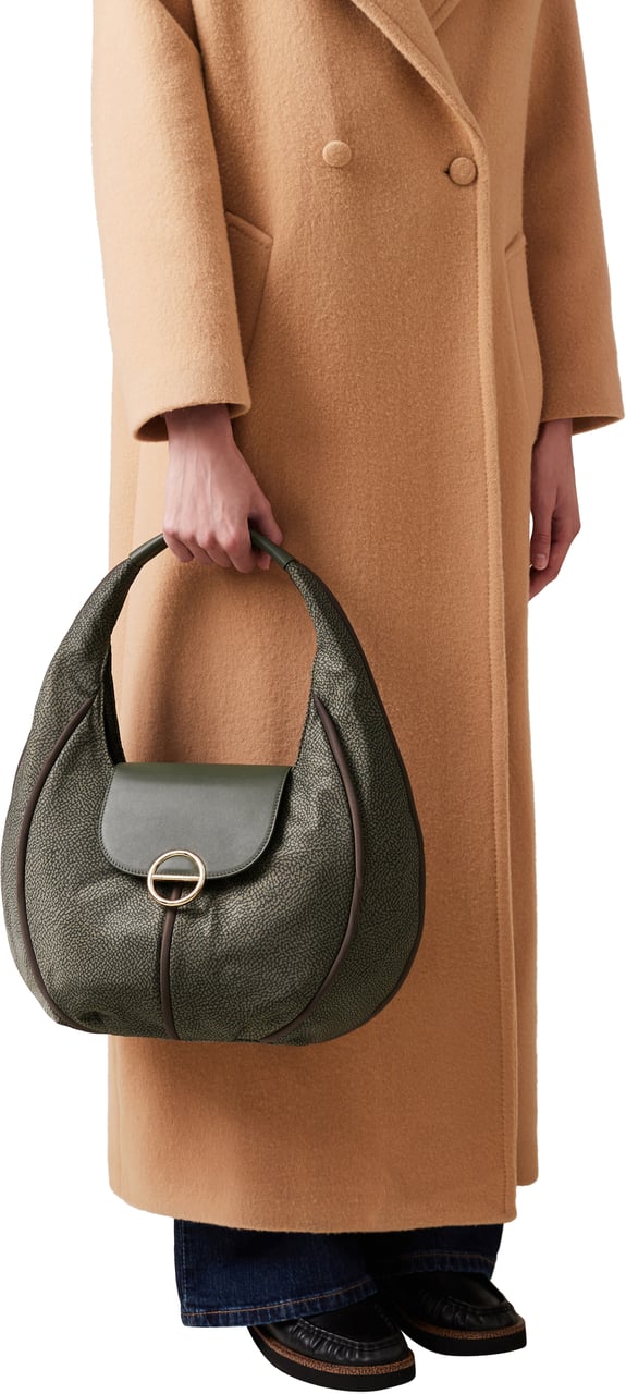 Borbonese COTTAGE SMALL HOBO BAG Groen