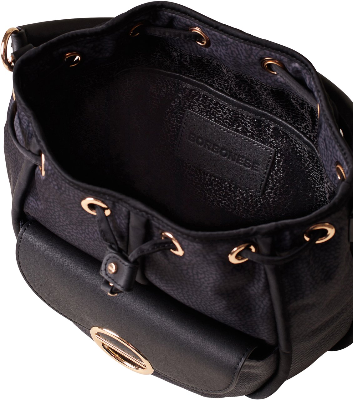 Borbonese COTTAGE BUCKET BAG Zwart