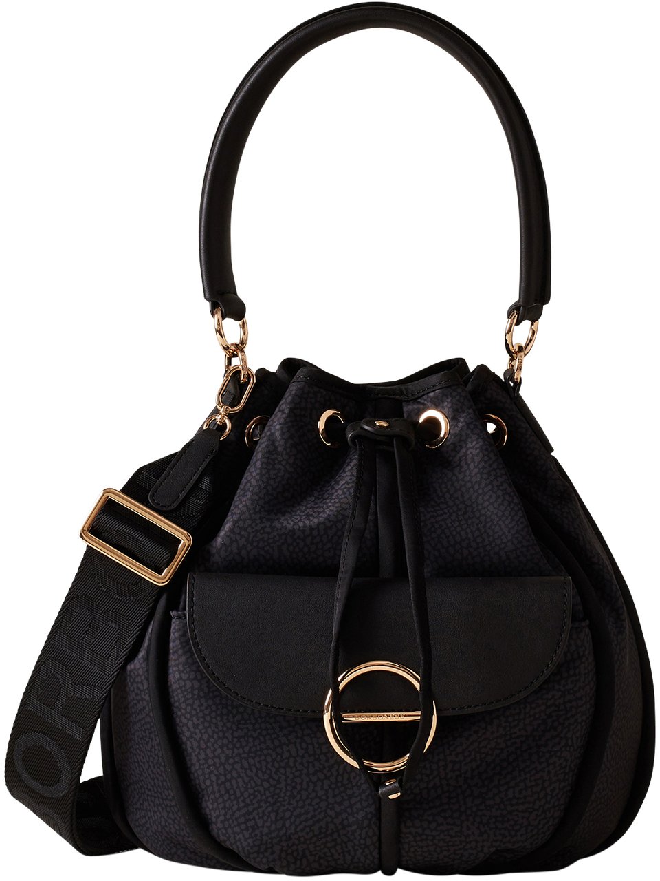 Borbonese COTTAGE BUCKET BAG Zwart