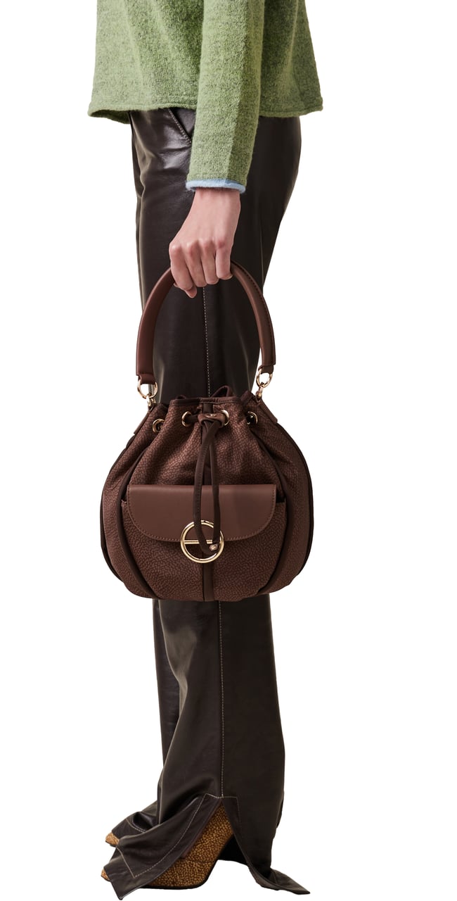 Borbonese COTTAGE BUCKET BAG Maroon