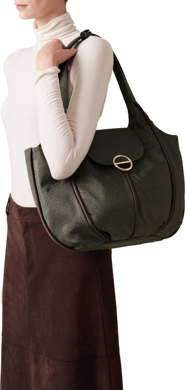 Borbonese COTTAGE LARGE SHOPPING BAG Groen