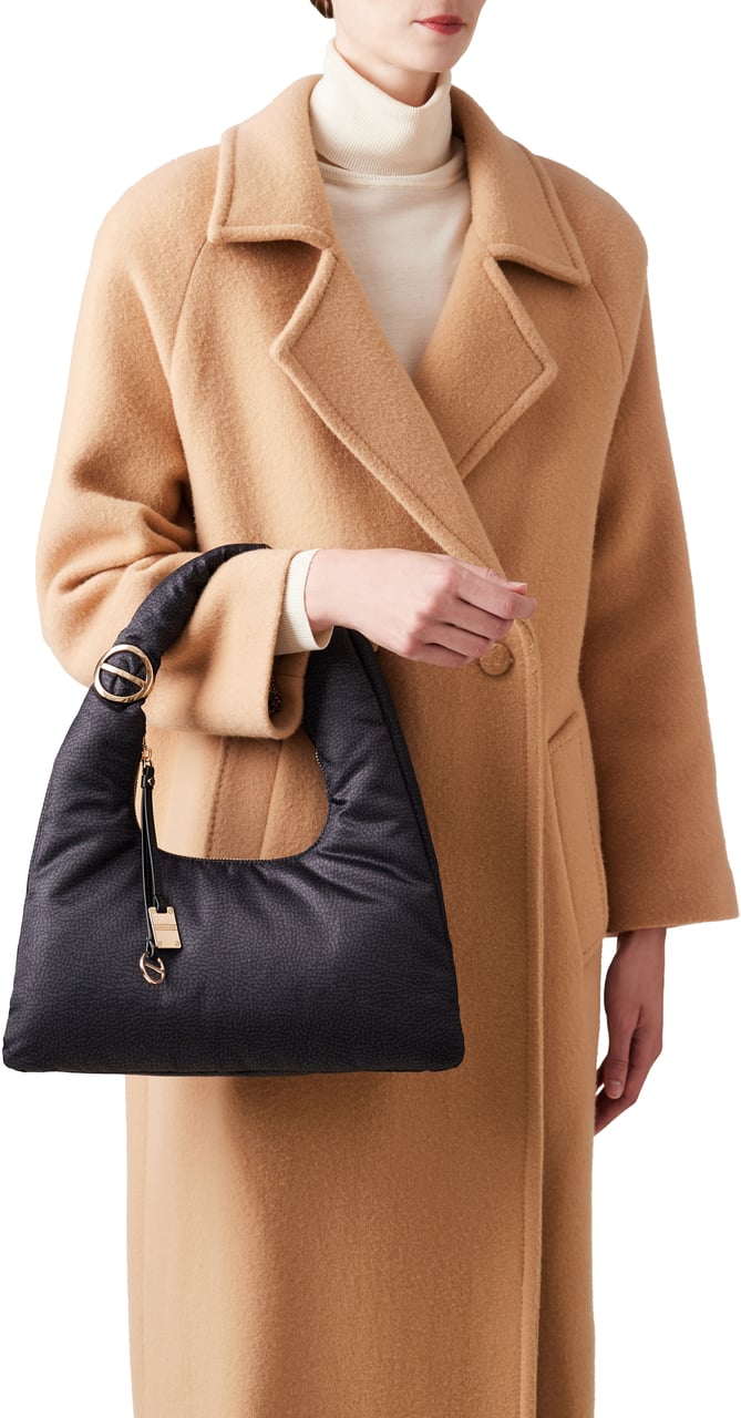 Borbonese TWINNIE SMALL HOBO BAG Zwart