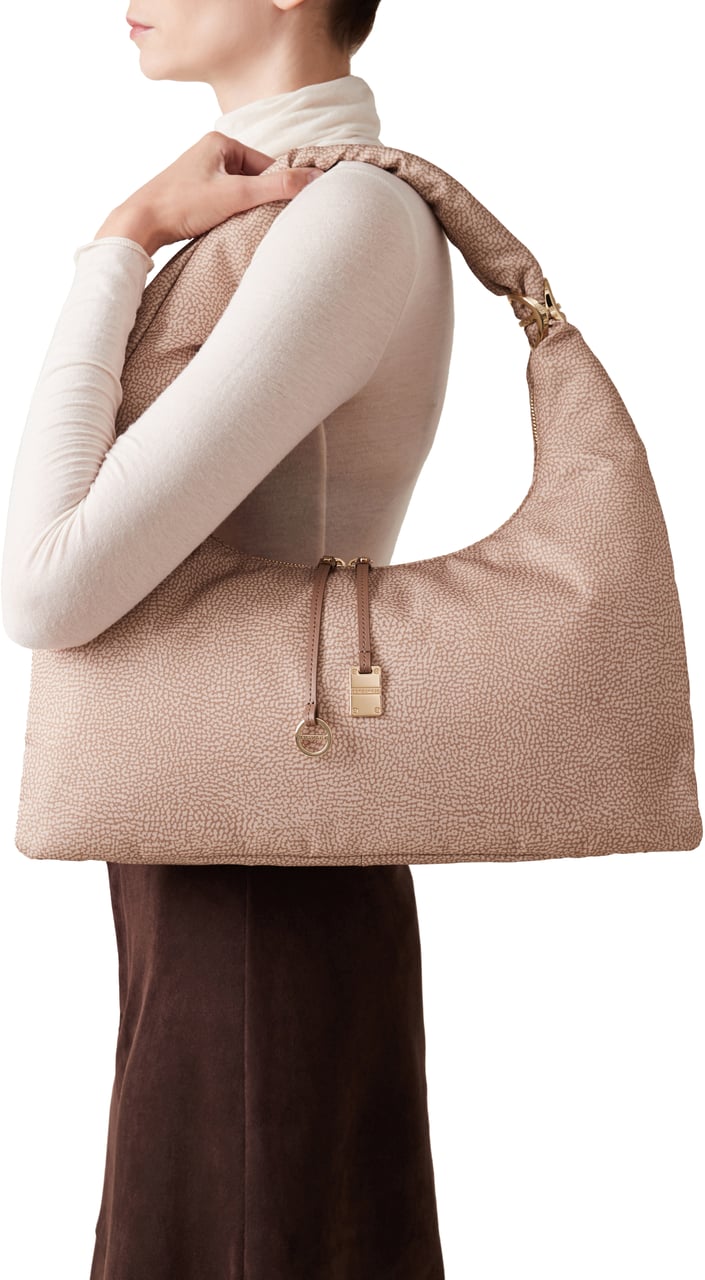 Borbonese TWINNIE LARGE HOBO BAG Beige