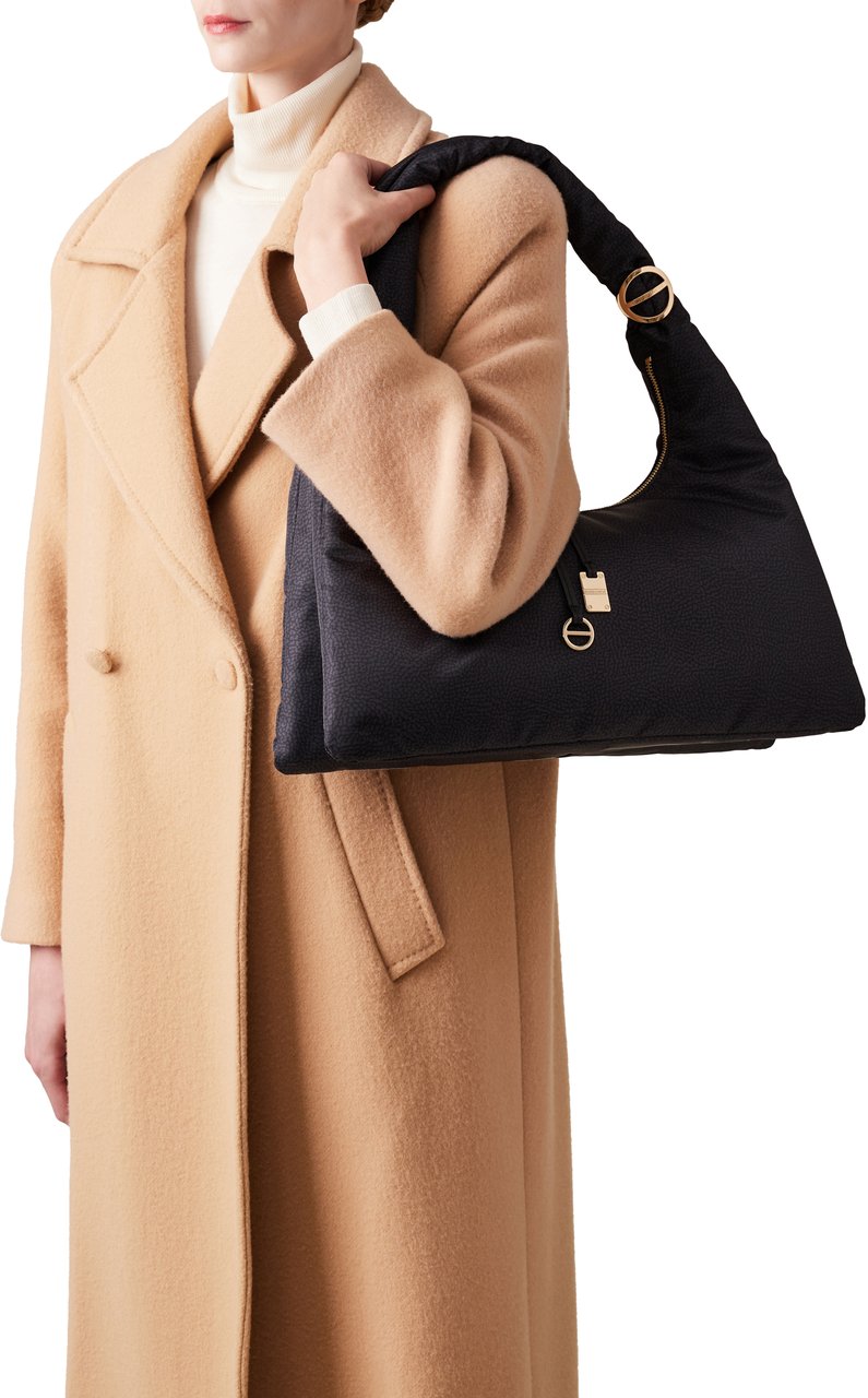 Borbonese TWINNIE LARGE HOBO BAG Zwart