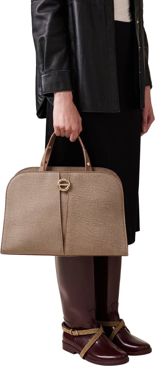 Borbonese TULIP MEDIUM BAULETTO BAG Beige