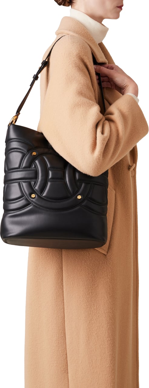 Borbonese RONDO’ MEDIUM BUCKET BAG Zwart