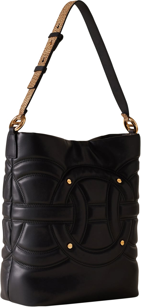 Borbonese RONDO’ MEDIUM BUCKET BAG Zwart
