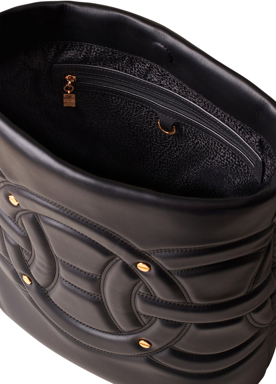 Borbonese RONDO’ MEDIUM BUCKET BAG Zwart