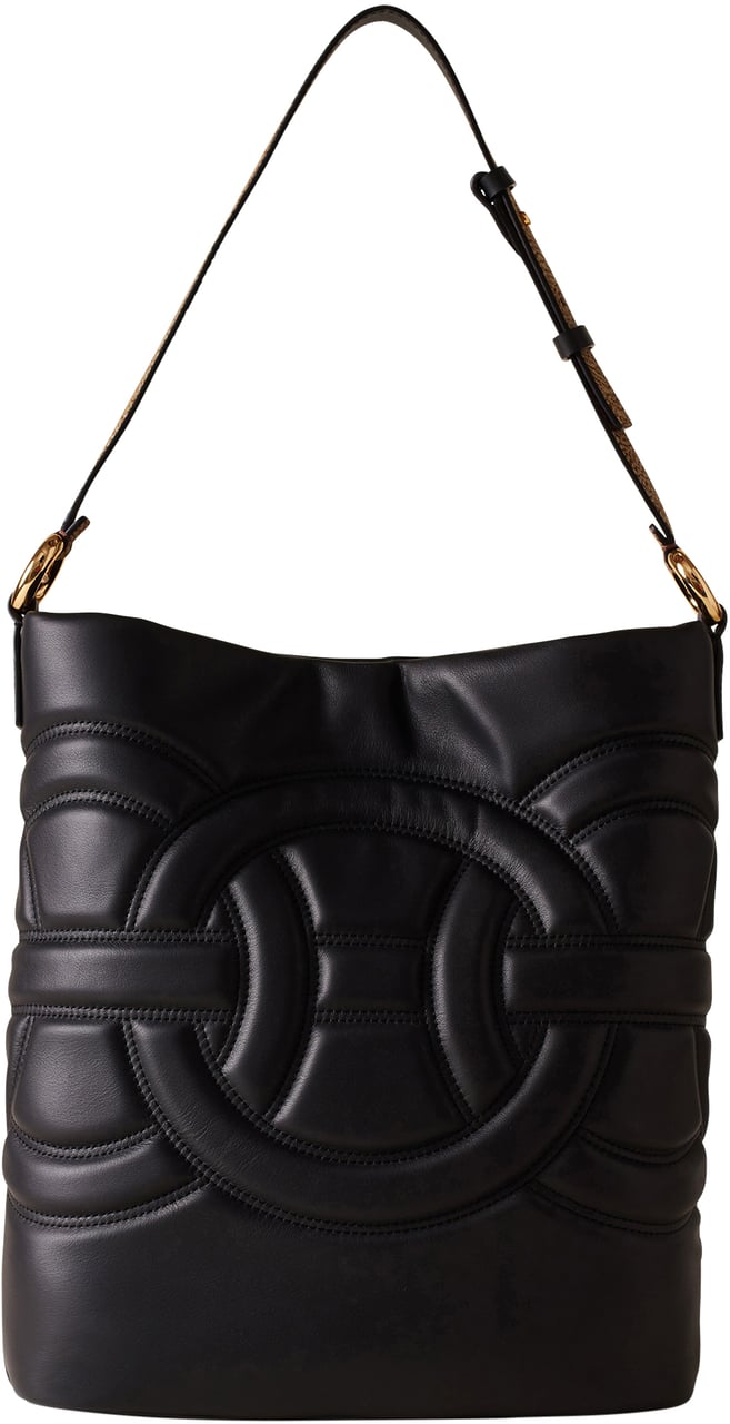 Borbonese RONDO’ MEDIUM BUCKET BAG Zwart