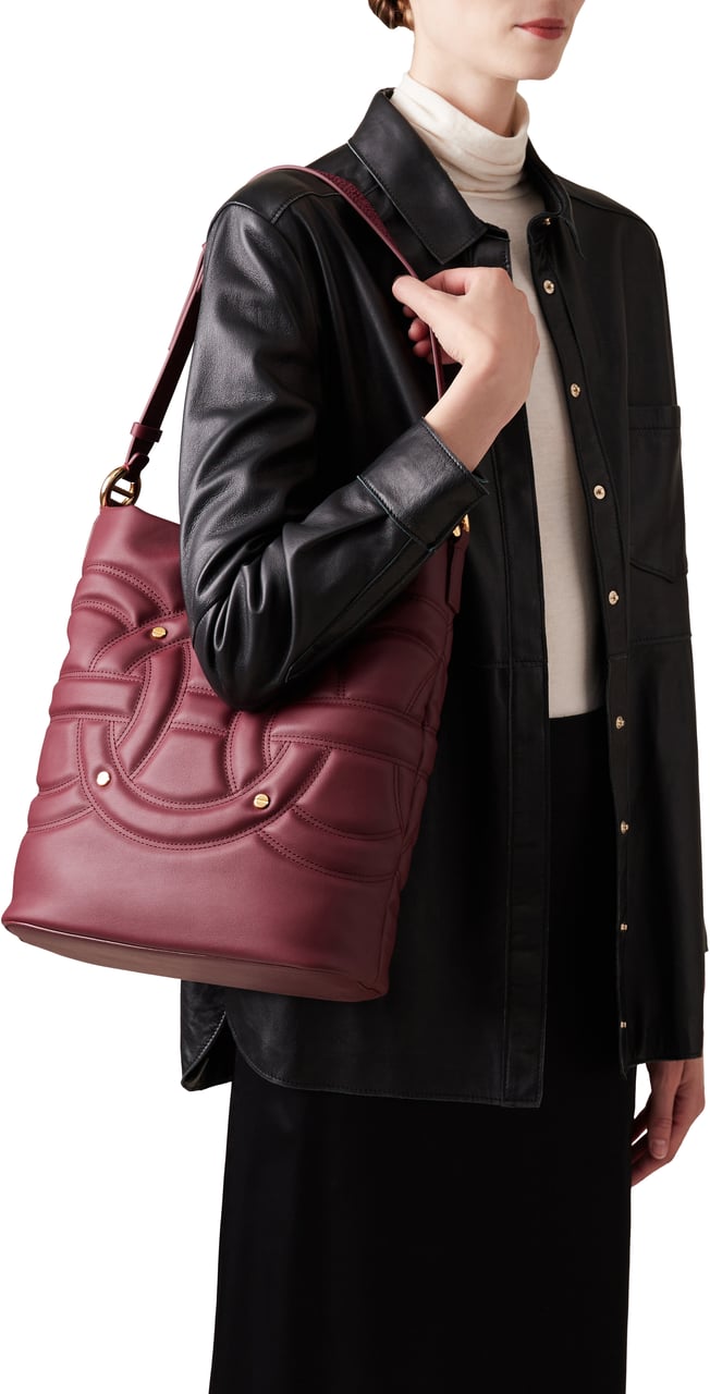 Borbonese RONDO’ MEDIUM BUCKET BAG Rood