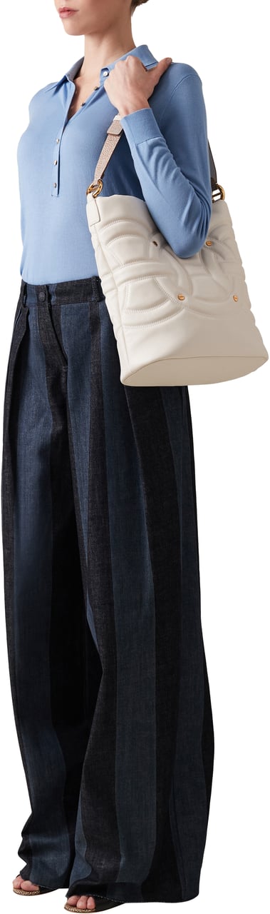 Borbonese RONDO’ MEDIUM BUCKET BAG Wit